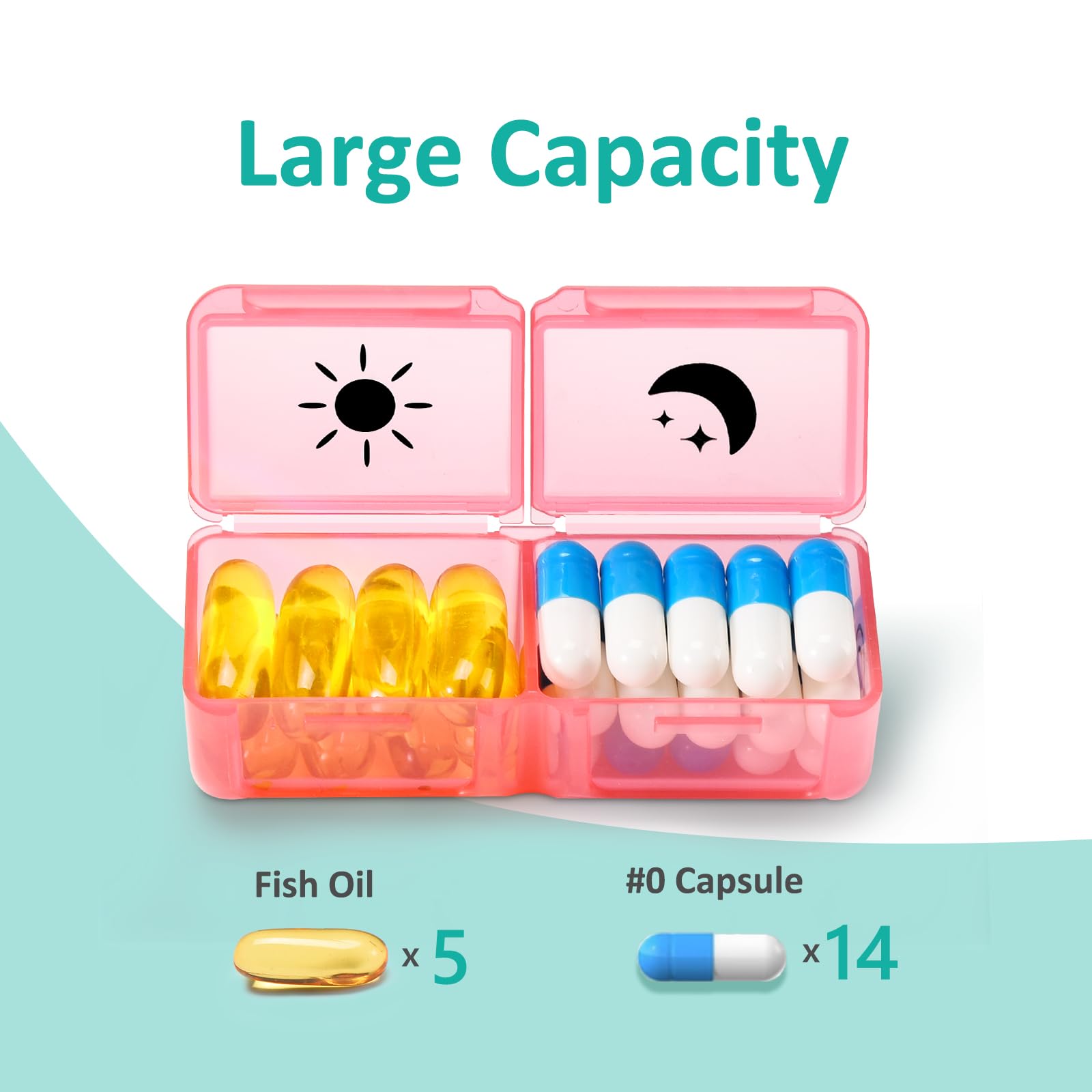 Fullicon Monthly Pill Organizer 2 Times a Day, 30 Day AM PM Pill Box with 32 Large Removable Cases, Medicine & Vitamin Storage f