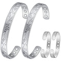 Cigmag 2PCS Copper Bracelets for Women Pure Copper Bracelet Cuff Bangle Strength Magnets Adjustable (Silver)