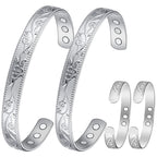 Cigmag 2PCS Copper Bracelets for Women Pure Copper Bracelet Cuff Bangle Strength Magnets Adjustable (Silver)