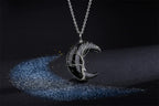 MAIBAOTA Black Obsidian Necklace Healing Crystal Stones Tree Life Wire Wrapped Crescent Moon Phase Pendant Necklace Mothers Day