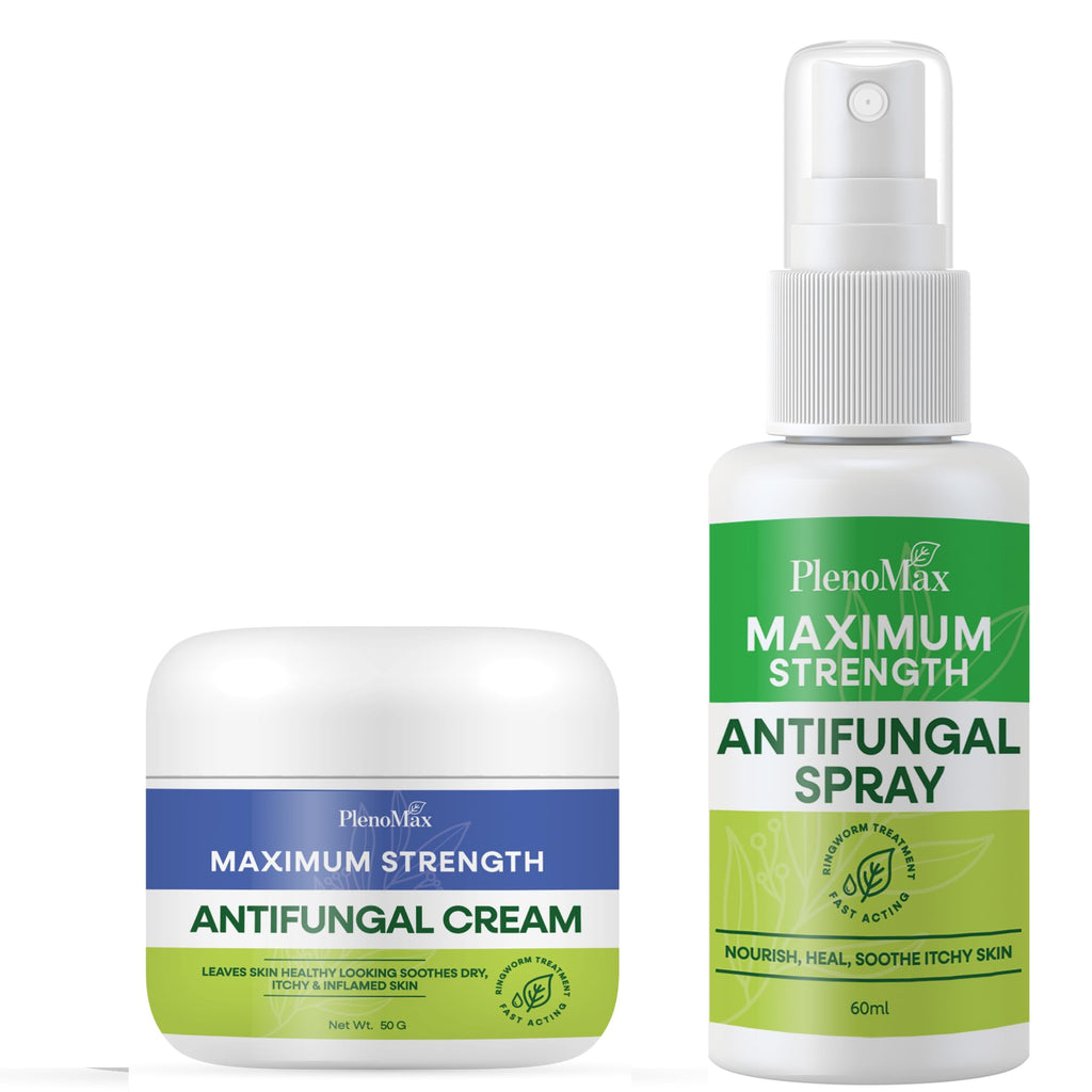PLENO Ringworm Treatment for Humans: Antifungal Spray for Jock Itch, Eczema, Tinea Versicolor, Athletes Foot - Antifungal Cream 