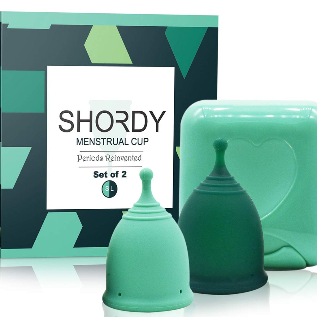 SHORDY Reusable Menstrual Cup (Small & Large) Set of 2 with Box, Medical Grade Silicone, Copa Menstruelle, Period Cup, Heavy & L