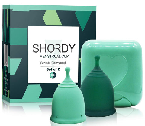 SHORDY Reusable Menstrual Cup (Small & Large) Set of 2 with Box, Medical Grade Silicone, Copa Menstruelle, Period Cup, Heavy & L