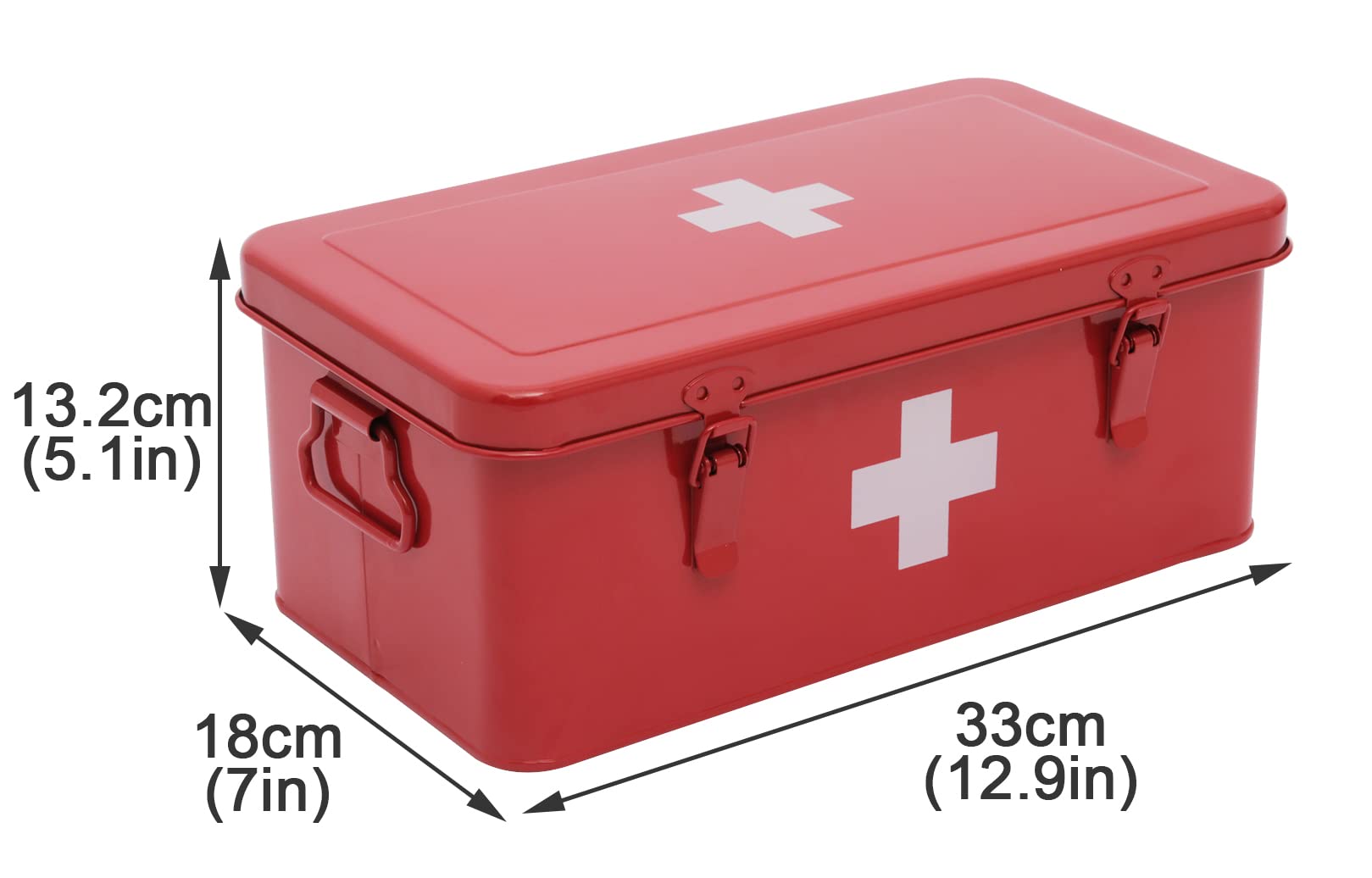 Xbopetda First Aid Medicine Box, First Aid Kit Supplies Bin, Metal Medicine Storage Tin, First Aid Empty Box with Safety Lock fo