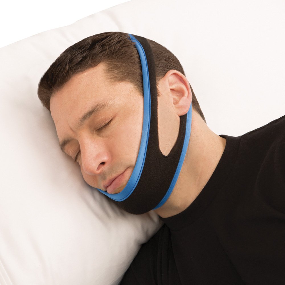 Collections Etc Bedtime Anti-Snore Chin Strap - Comfortable Design Cradles Jaw for Optimal Position to Reduce Snoring, Large