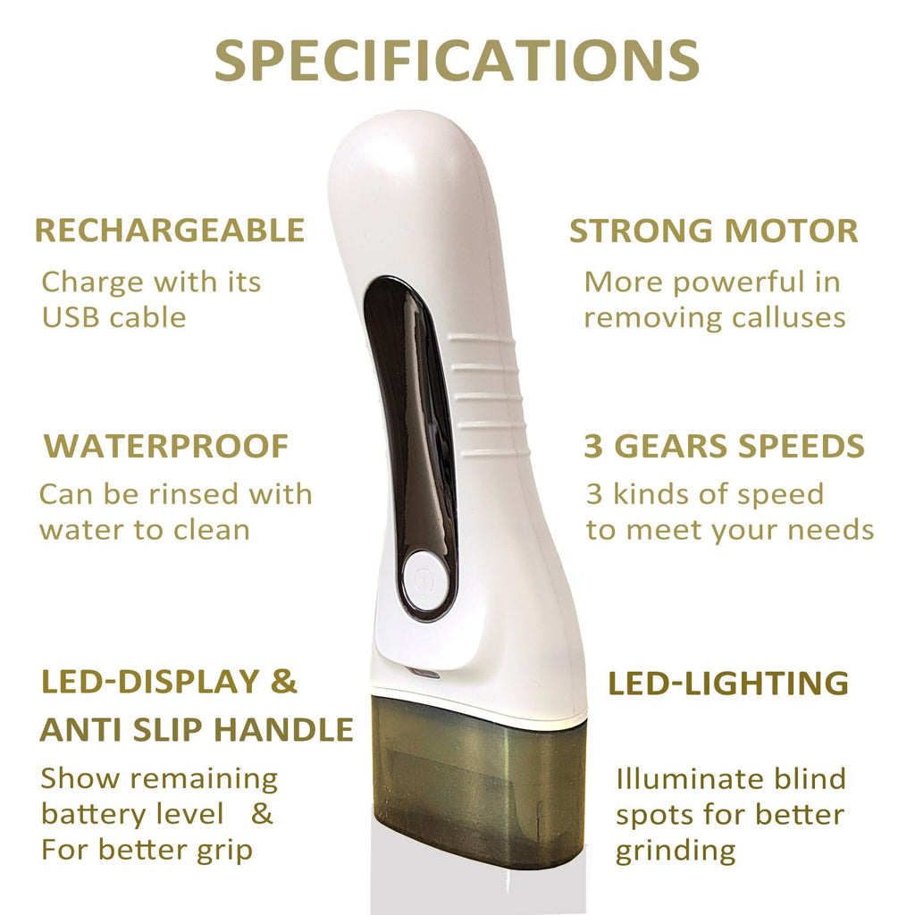 Electric Callus Remover for feet - FSA Eligible - Portable Rechargeable Electric Foot Files with 3 Heads - Pedicure Kit for Dry
