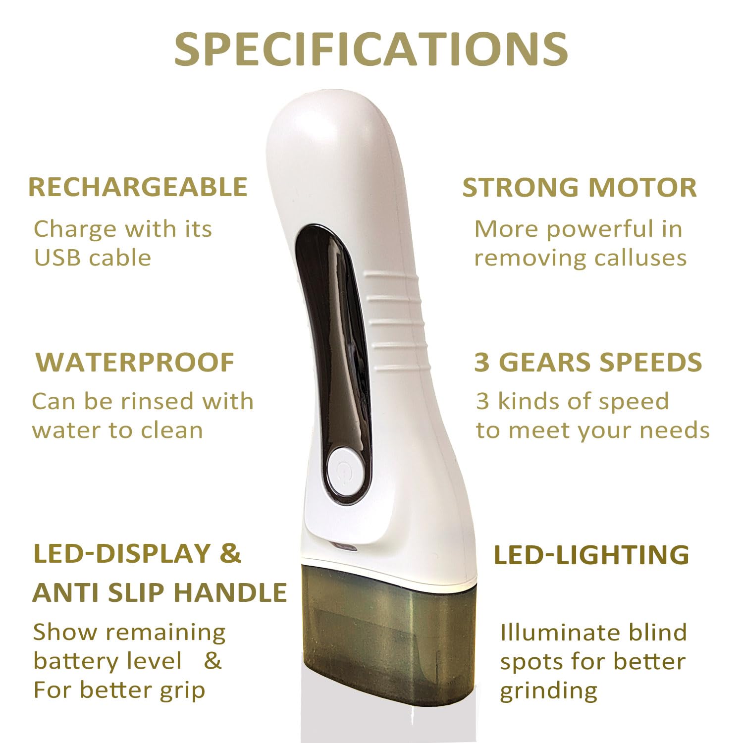 Electric Callus Remover for feet - FSA Eligible - Portable Rechargeable Electric Foot Files with 3 Heads - Pedicure Kit for Dry
