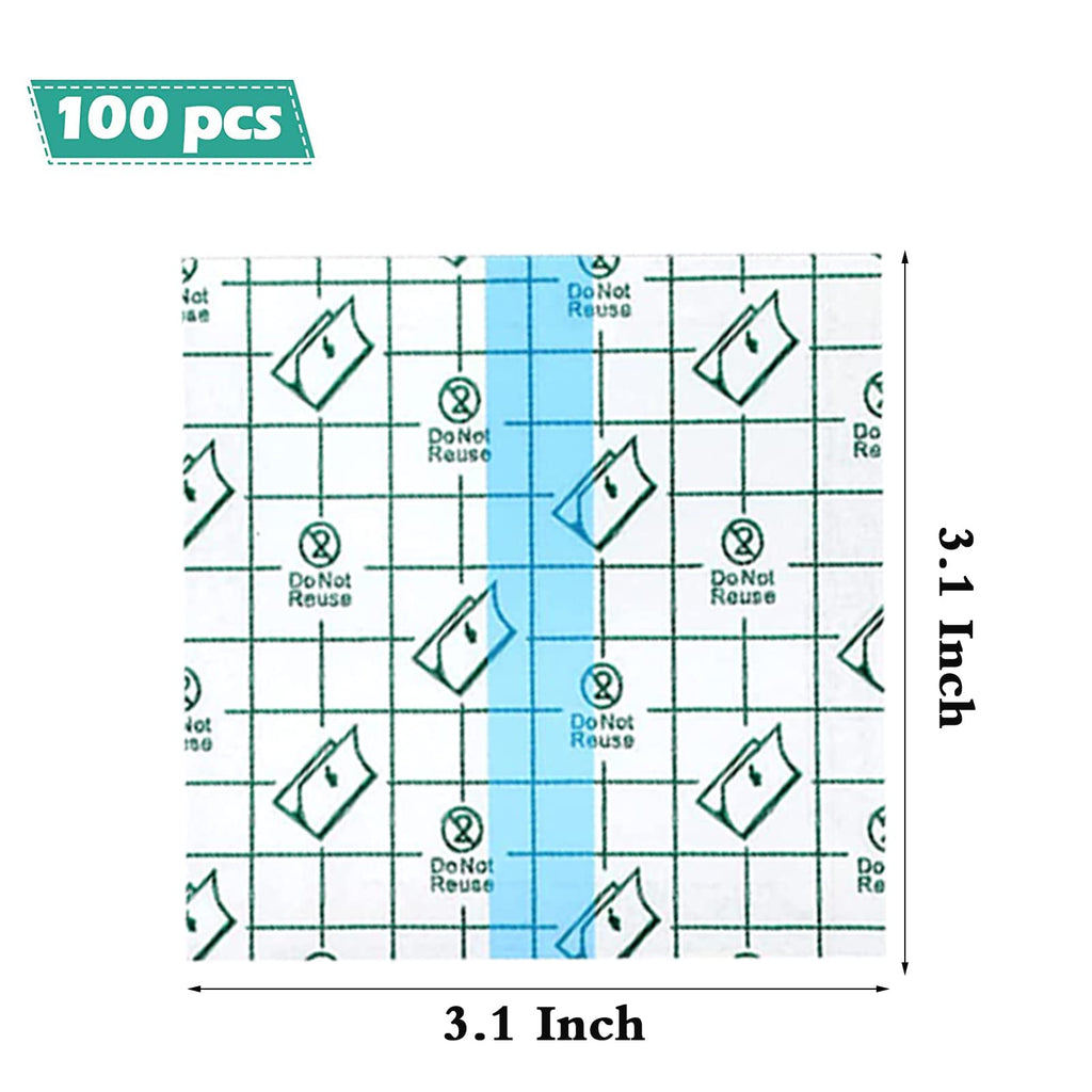 100 PCS Transparent Stretch Adhesive Bandage, Waterproof Clear Film Dressing Bandages, Adhesive Bandages Shower Shield Dressing