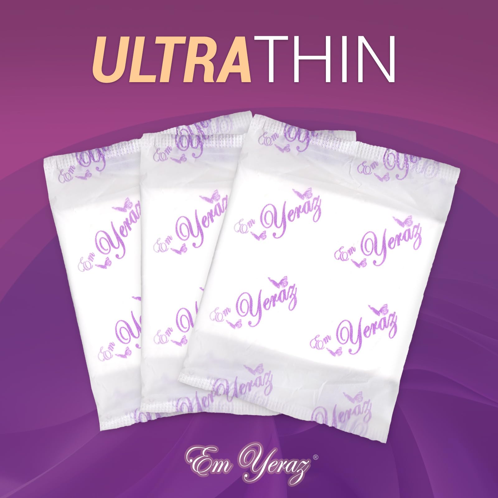 Em Yeraz Women Sanitary Pads, Ultra-Thin, Fast Absorbency with Wings, Size 5, 30 Count, Day use