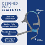 Replacement Straps for AirFit ResMed F20 CPAP Mask (2-Pack) - Blue and Gray - Standard & Large