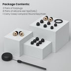 JUSTRVN Ear Plugs for Sleeping,2 Pairs of Stylish Reusable Noise Reduction Earplugs with 8 Pairs Tips & case,Hearing Protection