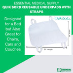Essential Medical Supply Quik-Sorb Brushed Polyester Underpad with Positioning Straps, 34 inch X 35 inch, 3 Count