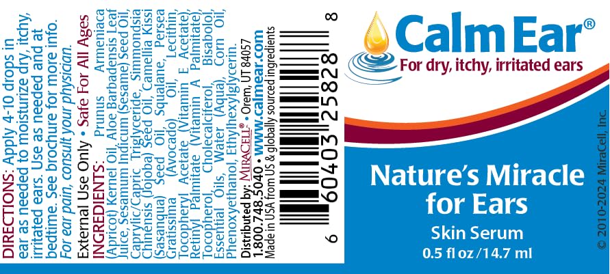 Calm Ear, Ear Drops for Itchy Ears, Clogged Ears, Irritated Ears, Dry Ears. All Natural Ear Oil for, Babies, Kids, Adults, Cats