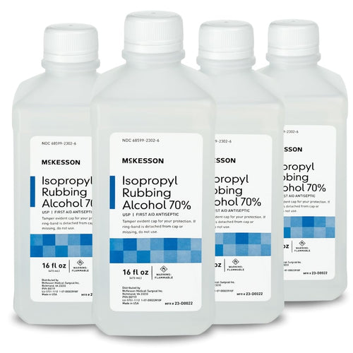 McKesson Isopropyl Rubbing Alcohol 70% [4 Count] USP First Aid Antiseptic, 16 oz