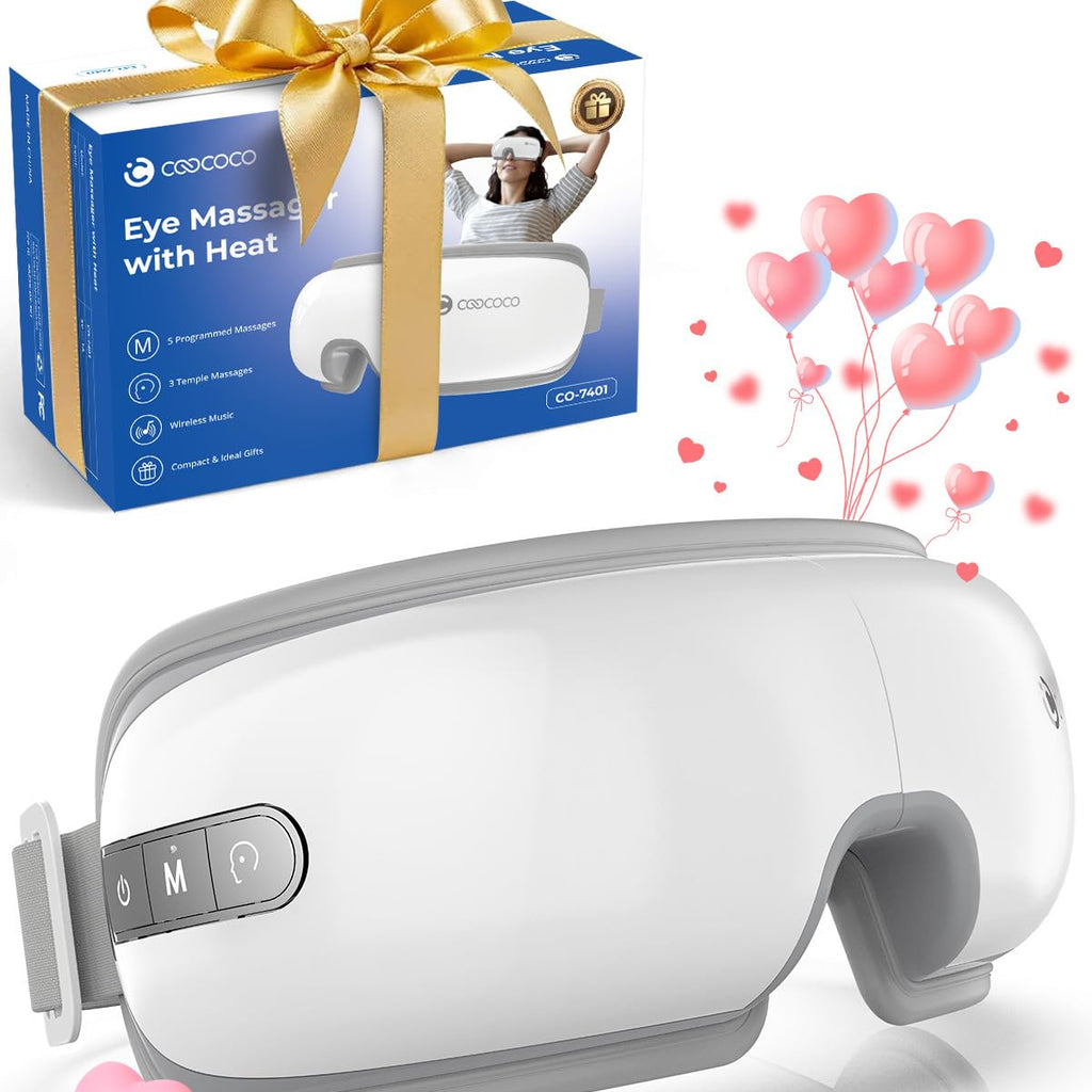 CooCoCo Eye Massager with Heat, Valentines Day Gifts for Women, Heated Eye Mask for Migraine & Headache Relief, Dry Eyes, Improv