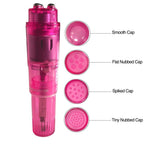 Finever Small Mini Vibrating Massager Handheld Portable Tool for Women with 4 Heads Pocket Pen for Face Neck Head Back and Shoul