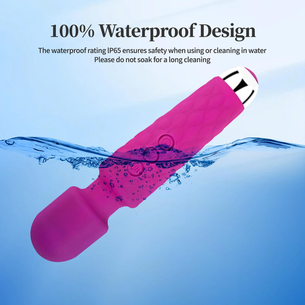 Vibrating Shoulder Muscle Massager, USB Rechargeable, Waterproof, 20 Speeds, 8 Vibration Modes, Mini, Travel Size (Pink)