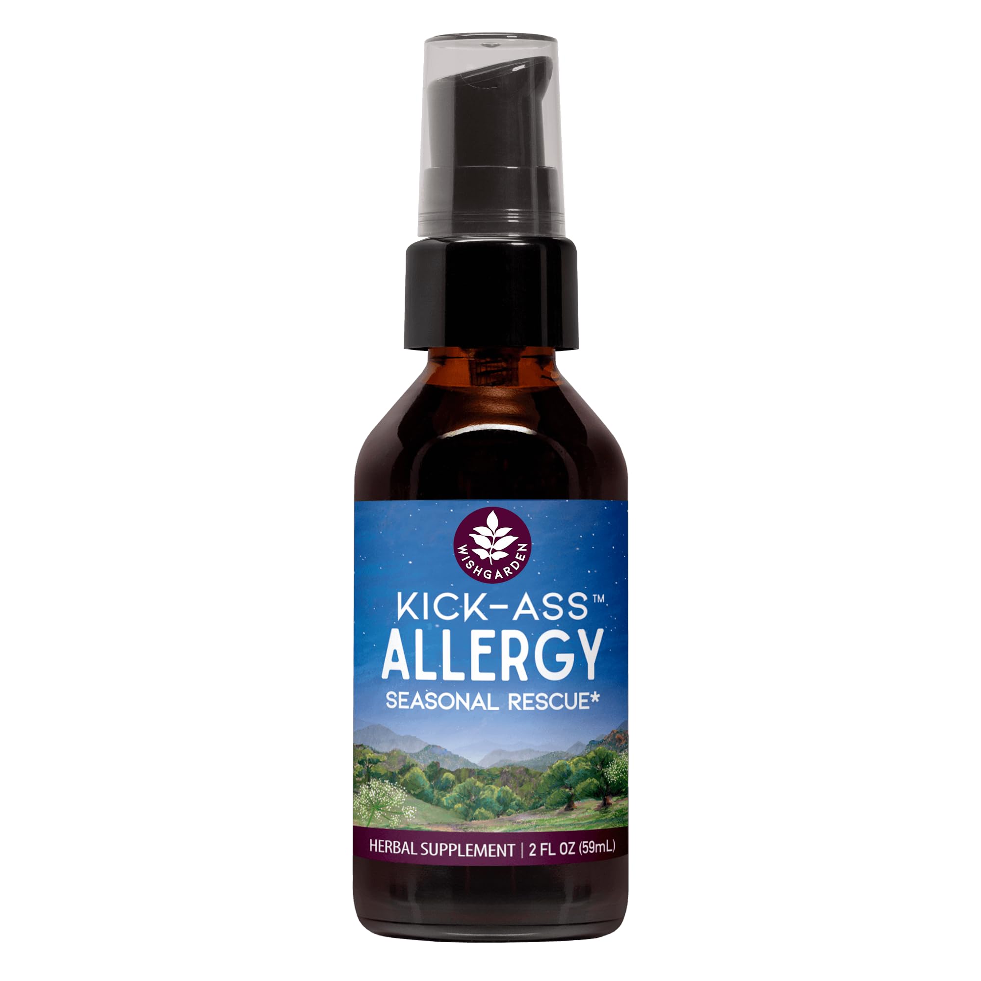 WishGarden Herbs Kick-Ass Allergy - Plant-Based Non-Drowsy Herbal Allergy Supplement with Nettle Leaf, Echinacea, & Yerba Santa,