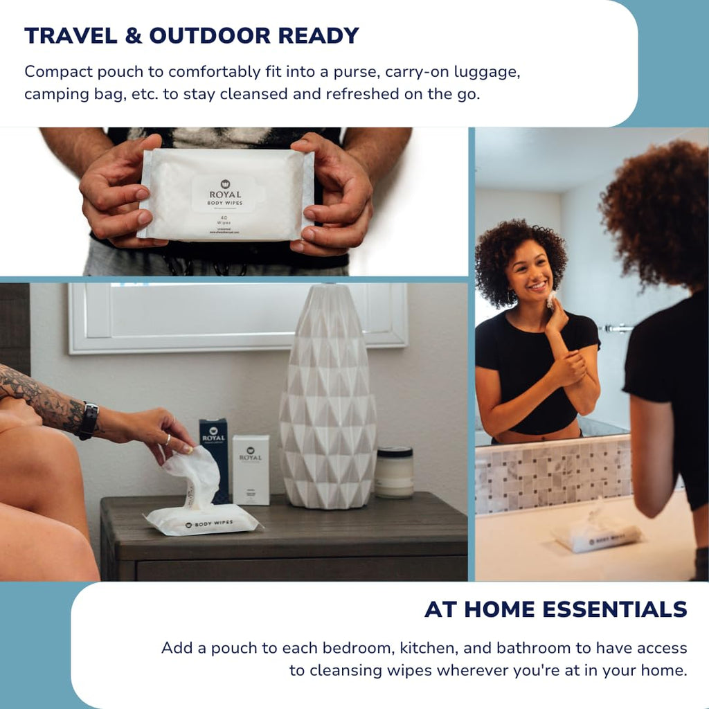 Royal Intimate Cleansing Feminine Wipes for Vaginal Hygiene, Personal Cleansing, Period Care, Sensitive Skin & Odor Removal - Un