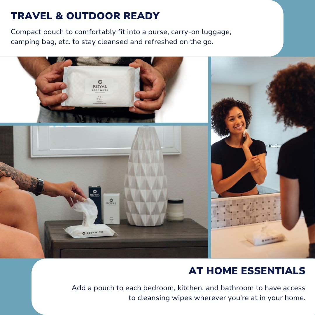 Royal Intimate Cleansing Feminine Wipes for Vaginal Hygiene, Personal Cleansing, Period Care, Sensitive Skin & Odor Removal - Un