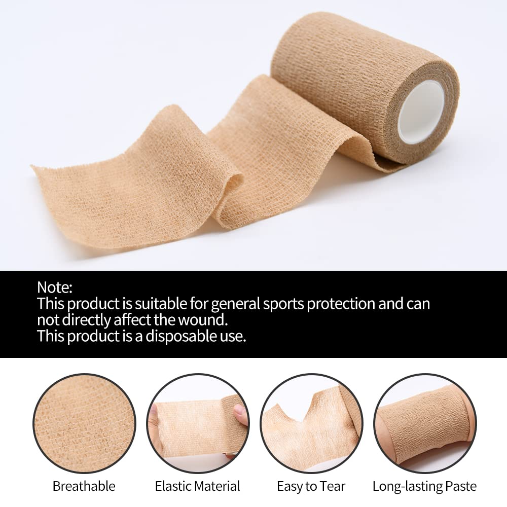 48pcs Self Adhesive Bandage Wraps, 4in 5 Yards, Skin Color (4 Inch, 48 Pack Skin Color)