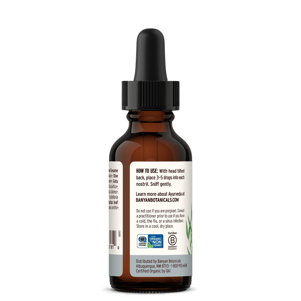 Banyan Botanicals Nasya Oil - Organic Herbal Nasal Drops for Clear Breathing - Ayurvedic Nasal Cleaner and Nose Moisturizer* - O