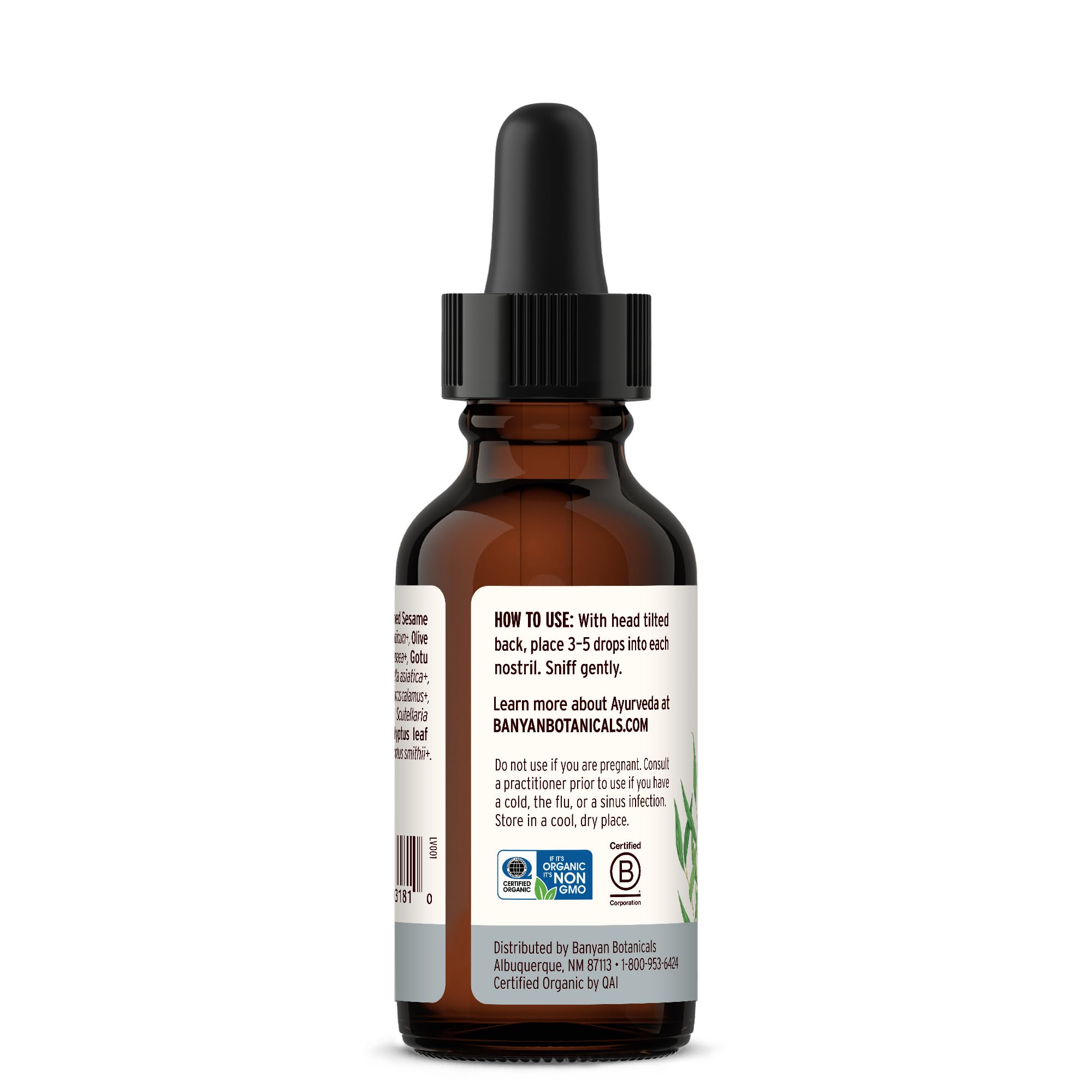 Banyan Botanicals Nasya Oil - Organic Herbal Nasal Drops for Clear Breathing - Ayurvedic Nasal Cleaner and Nose Moisturizer* - O