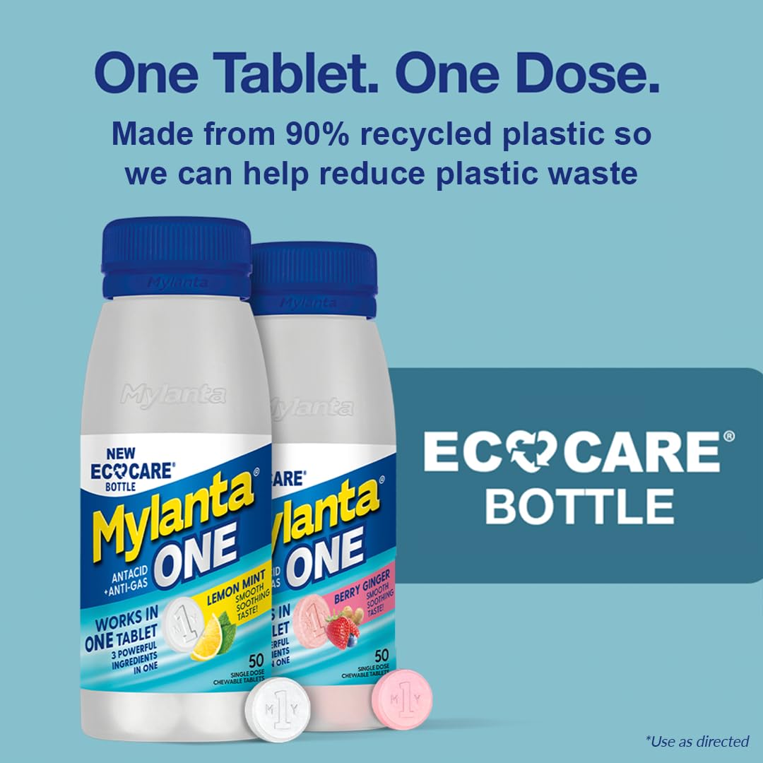 Mylanta One, Lemon Mint Flavor, 50 Count, EcoCare PCR