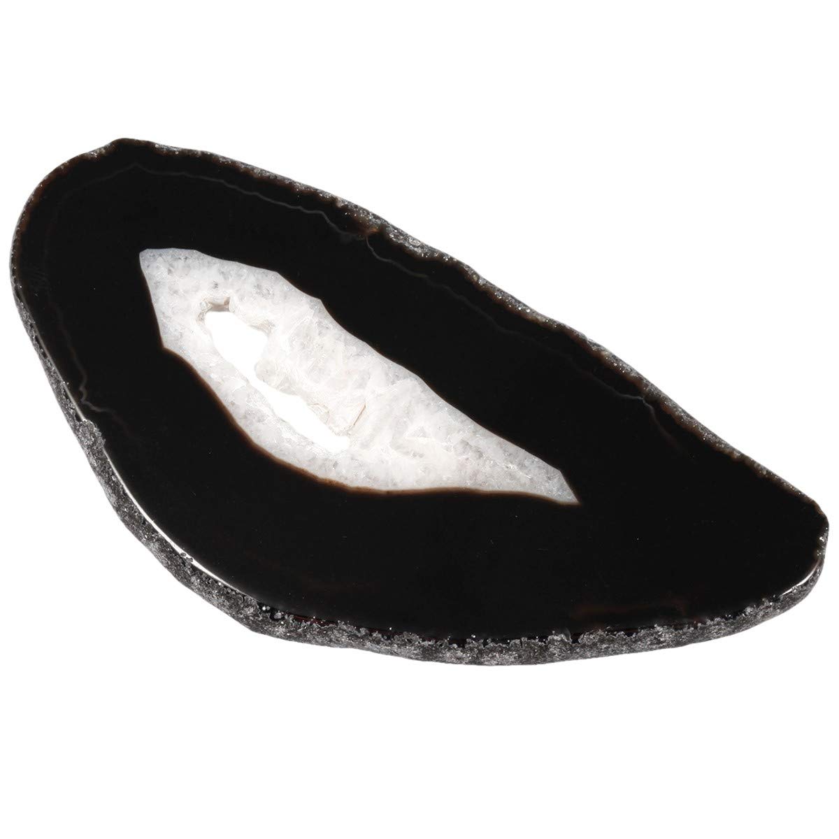 Rockcloud 10 Pcs Agate Light Table Slices, Healing Crystals Geode Stones,Irregular Home Decoration Jewelry Making,Black