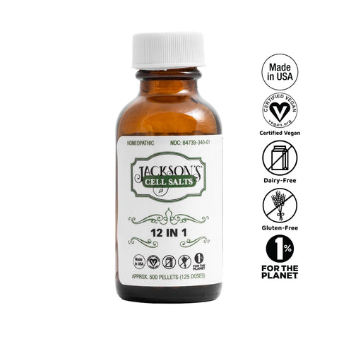 Jacksons 12-in-1 Cell Salt (500 Pellets of Size 30) - Certified Vegan, Lactose-Free All 12 Cell Salt Combination