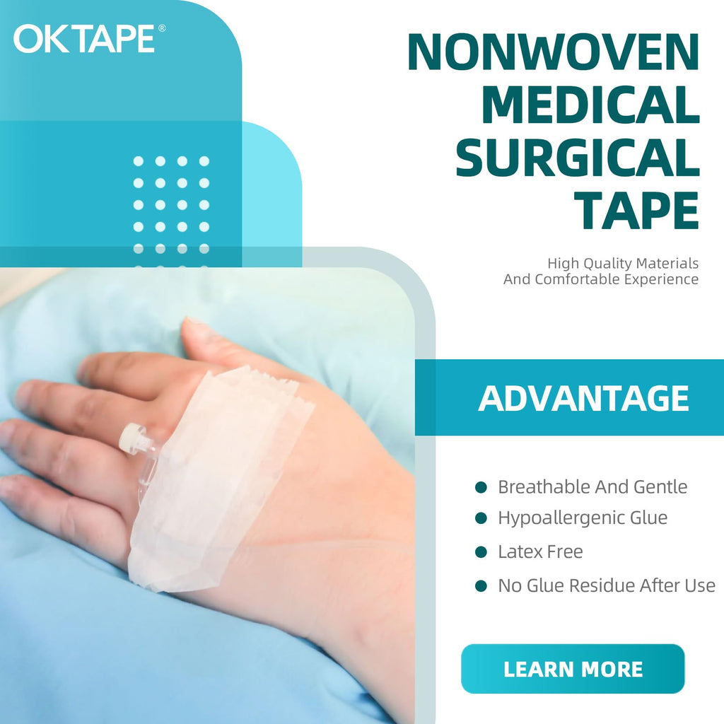 OK TAPE OKPore Medical Surgical Tape Nonwoven (Pack of 24) - First Aid Surgical Tape Hypoallergenic and Breathable for Wound Dre