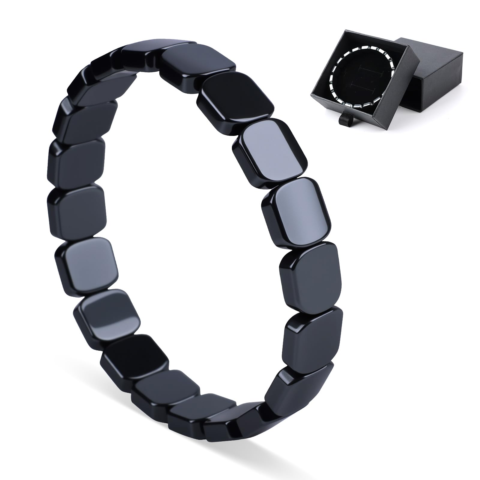 SHANGFEI Hematite Bracelet Men - Reignites Masculine Energy,Natural Hematite Stone Beaded Stretch Healing Bracelets,Natural Pure