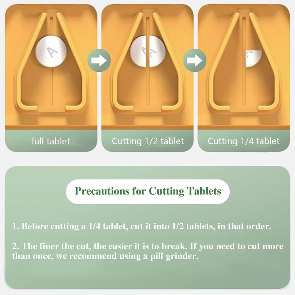 Pill Cutter Splitter for Small and Tiny Pills - Pill Cutter 1/4 - Accurately Cuts Multiple Pills - Easy Open Snap Button. Detach