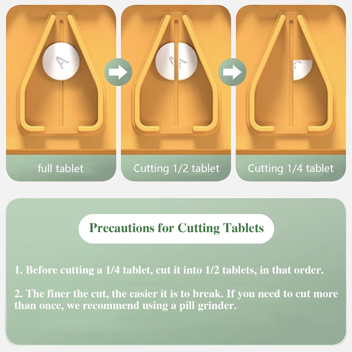 Pill Cutter Splitter for Small and Tiny Pills - Pill Cutter 1/4 - Accurately Cuts Multiple Pills - Easy Open Snap Button. Detach