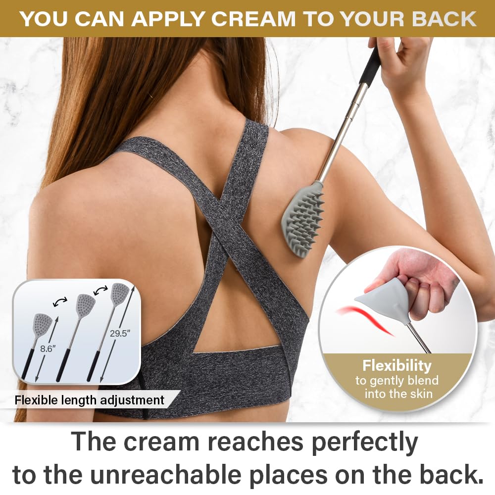 ROUNDS Back Scratcher Dont DamageYour Back Hard Silicon Protrusion Cream applicator Head spa Portable Extendable Telescoping