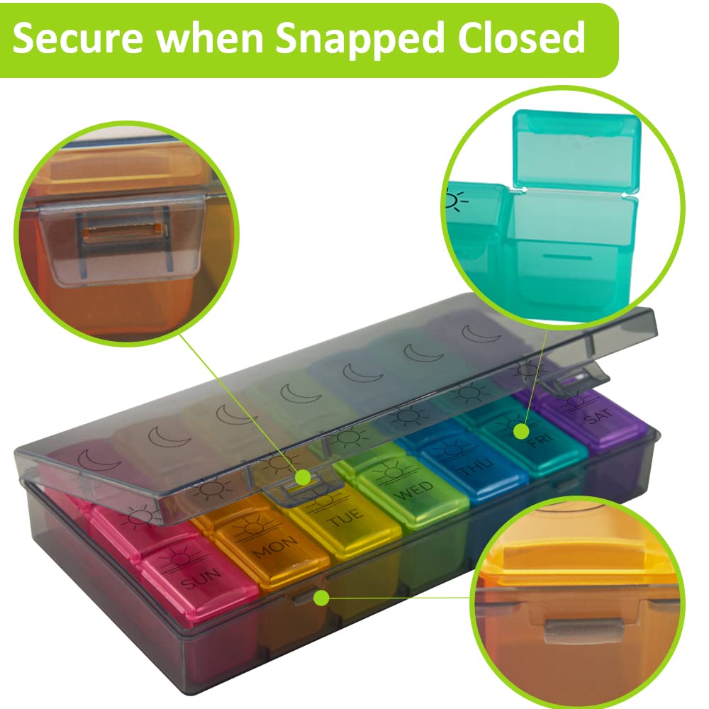 GOGOODA Weekly Pill Organizer 3 Times a Day, Pill Holder Box 7 Day, Daily Pill Organizer Case for Vitamins/Fish Oils/Supplements