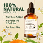 Kukka Neroli Essential Oil for Diffuser Skin - 4 Fl Oz - 100% Pure Natural Neroli Oil, Floral Scent, for Aromatherapy, Candle, B