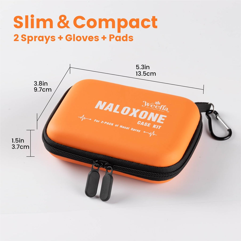 weefla Empty Naloxone Carry Case Kit, Fits 2 Pack Nasal Sprays, for Opioid Overdose Emergency, Hard Shell & Splash Resistant, Hi