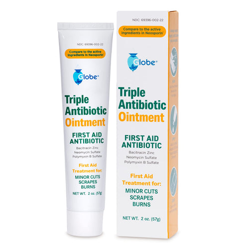 Globe (2 oz Triple Antibiotic First Aid Antibiotic Ointment, 24-Hour Infection Protection, Wound Care Treatment for Minor Scrape