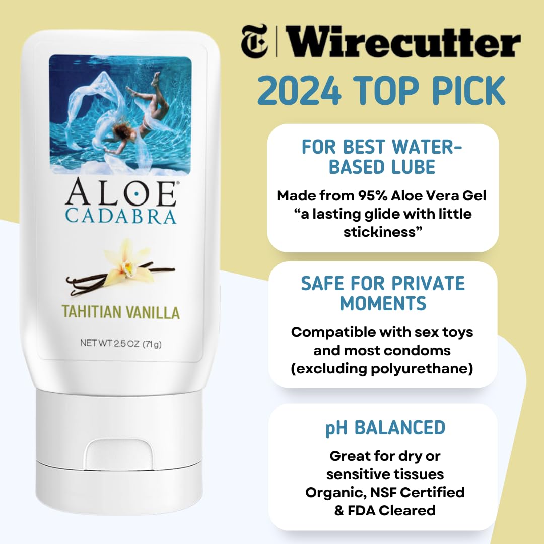 Aloe Cadabra Flavored Personal Lubricant and Vaginal Moisturizer, Organic Edible Aloe Lube for Men, Women and Couples, Non-Stain