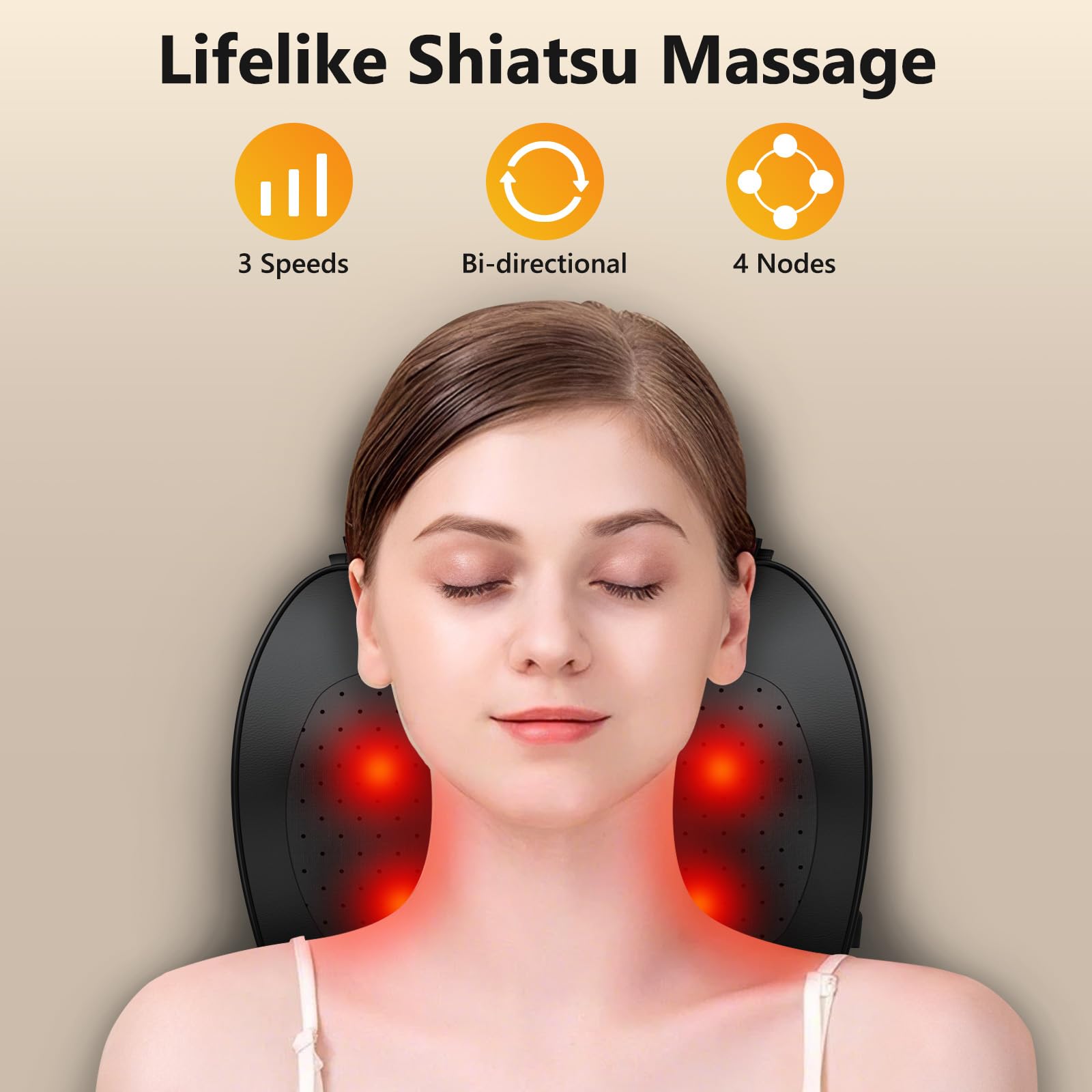 iKristin Back Massager with Heat,Shiatsu Neck Back Massager Pillow,Deep Tissue Kneading Back Massage,Massage Pillow for Shoulder