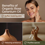 Gya Labs Organic Rose Geranium Essential Oil for Skin - 100% Pure Natural Organic Geranium Essential Oil for Diffuser - Natural
