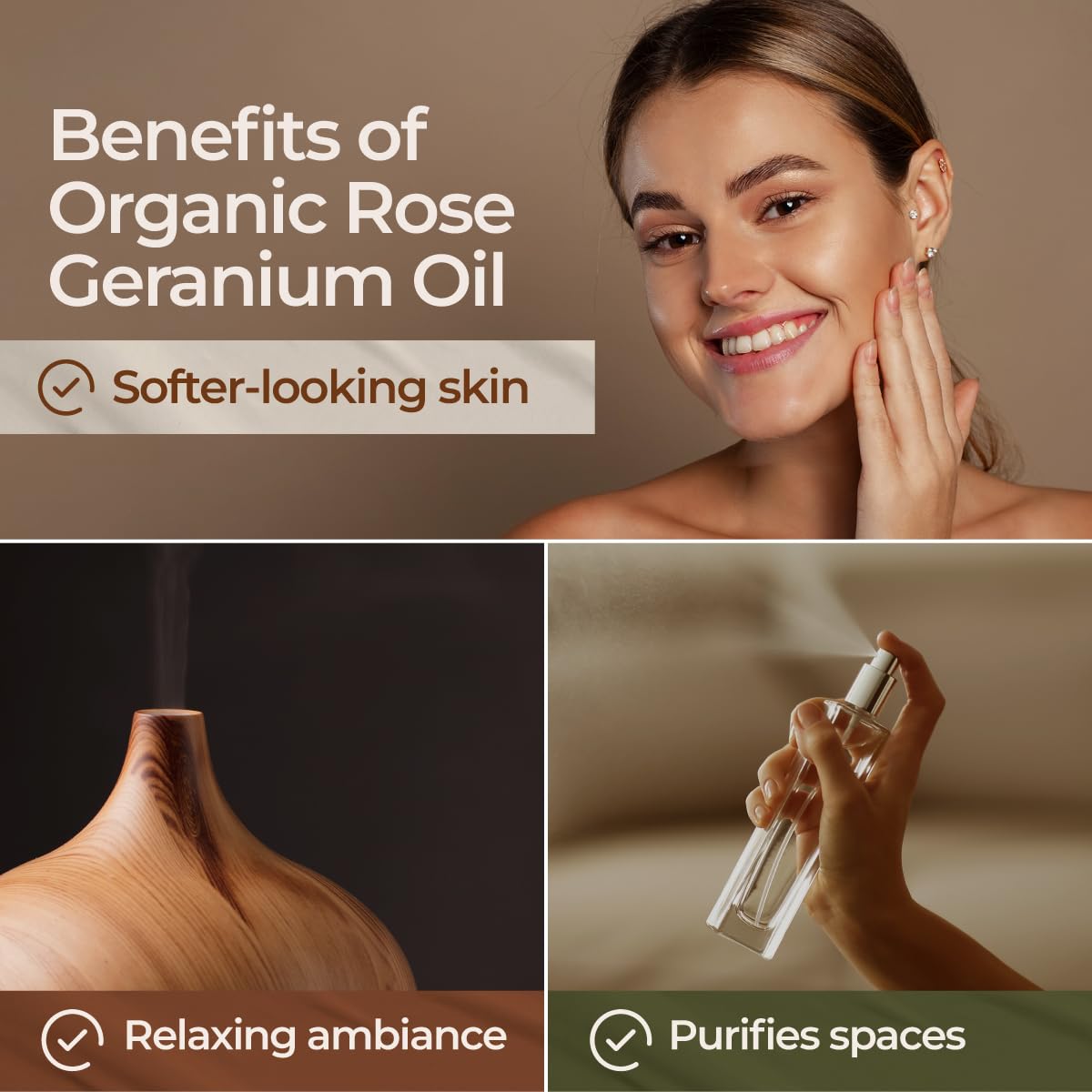 Gya Labs Organic Rose Geranium Essential Oil for Skin - 100% Pure Natural Organic Geranium Essential Oil for Diffuser - Natural