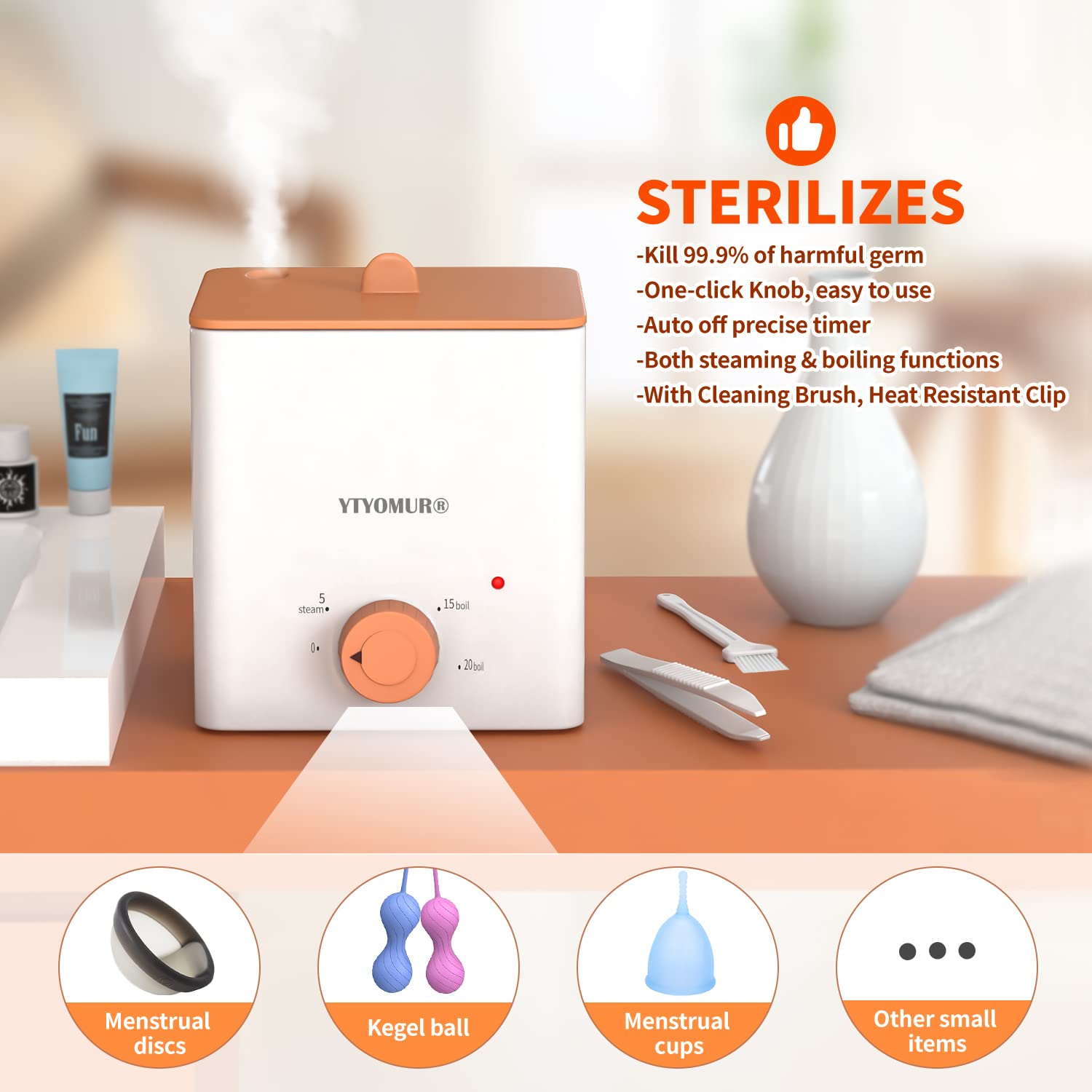 Menstrual Disc with Sterilizer- Menstual Cup Sterilizer Steamer with 2 Soft & Reusable Period Disc, Menstrual Cups Period Cup Ki