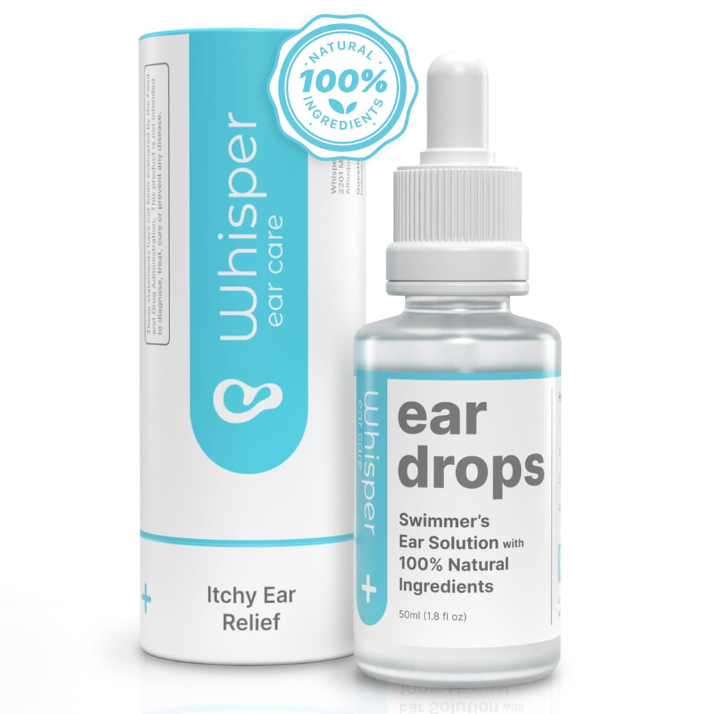 Whisper Ear Drops | 2oz | USA | All Natural Swimmers Ear Drops for Adults with Itchy Ears | Swimmer's Ear Drops Combat Swimmers 