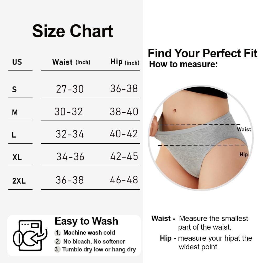 BATTEWA Womens Leak Proof Underwear Light Incontinence Bikini Panties Reusable Odor Control Protective Briefs for Ladies Teens 4