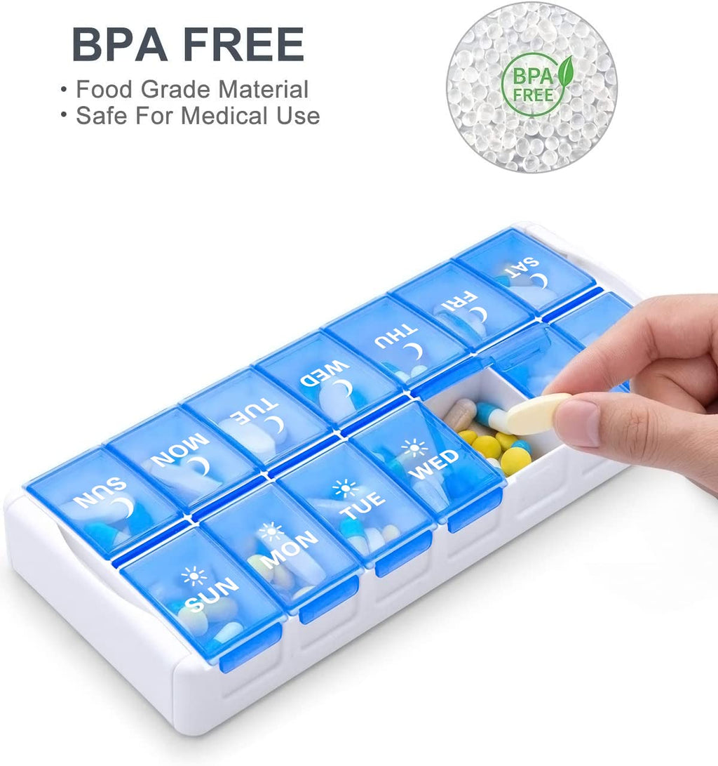 TookMag Weekly Pill Organizer 2 Times a Day, Easy Fill AM PM Pill Box, Large Capacity Quick-Refill 7 Day Pill Cases for Pills/Vi