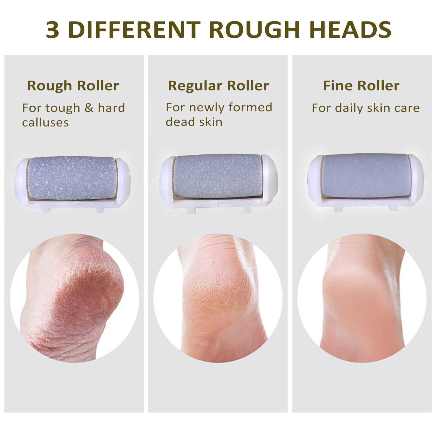 Electric Callus Remover for feet - FSA Eligible - Portable Rechargeable Electric Foot Files with 3 Heads - Pedicure Kit for Dry