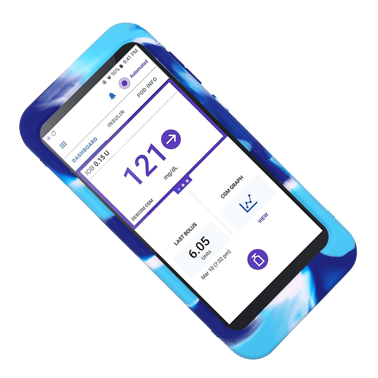 Mix Silicone Case for Omnipod 5 Receiver (Continuous Glucose Monitoring) (Mix-BLNVWH)