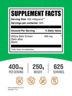 BulkSupplements.com White Willow Bark Extract Powder - Herbal Supplement Powder, White Willow Bark Powder - Gluten Free, 400mg p
